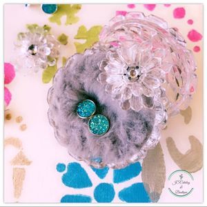 Aqua Druzy Earrings on Round Silver Posts 12mm